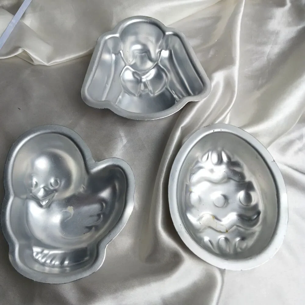 VINTAGE WILTON LOT OF 3 MINI SEASONAL CAKE PANS-DUCK, ANGEL, EGG